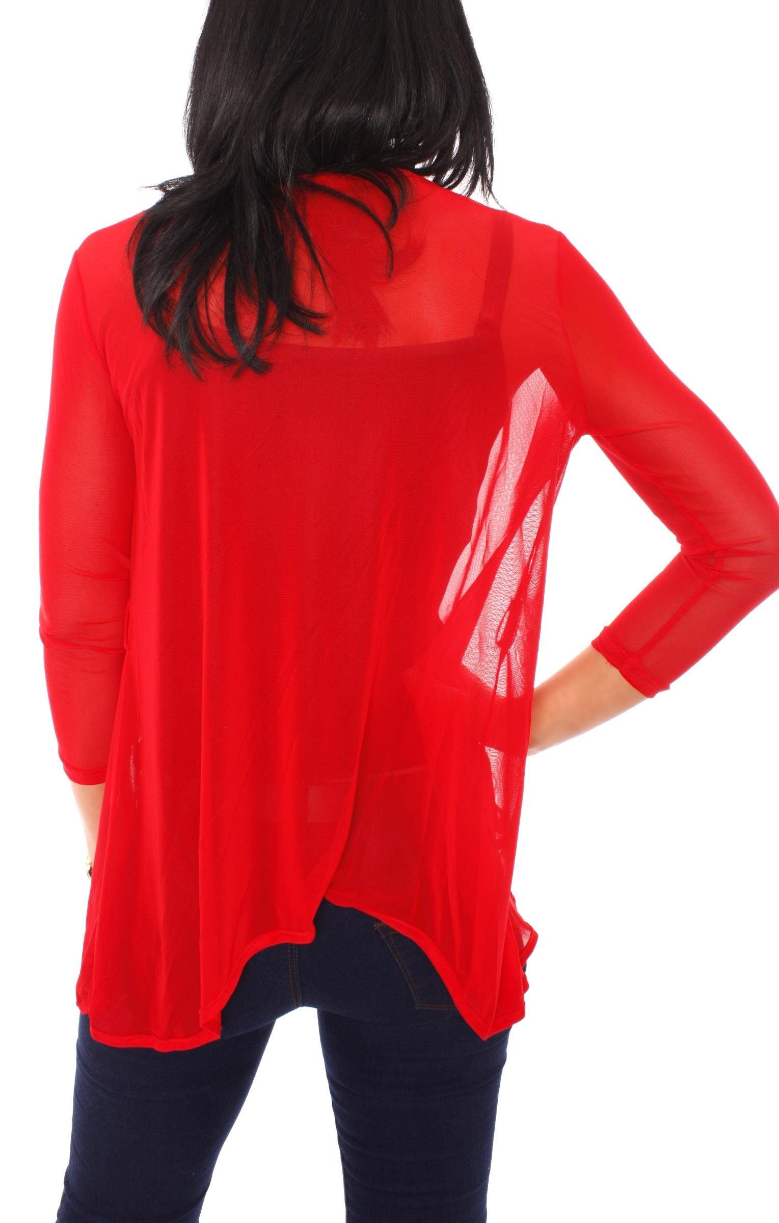 rot transparent 7058 Muse Mesh Cardigan Cardigan Jäckchen