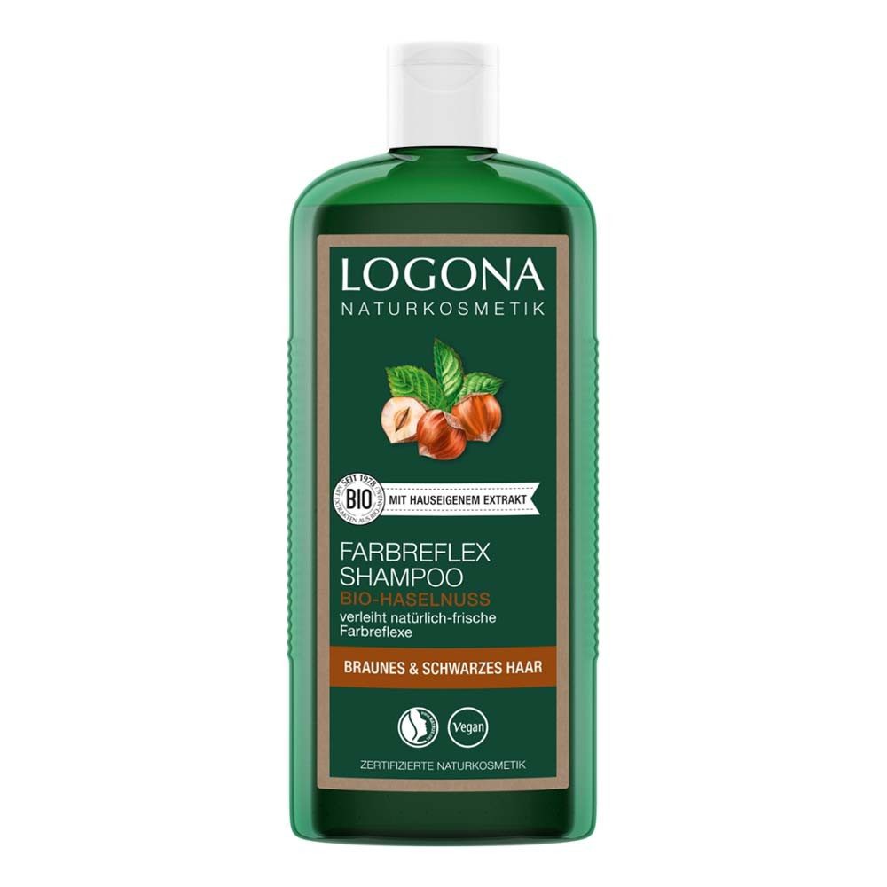 LOGONA Haarshampoo Haselnuss - Farbreflex Shampoo Braun-Schwarz 250ml