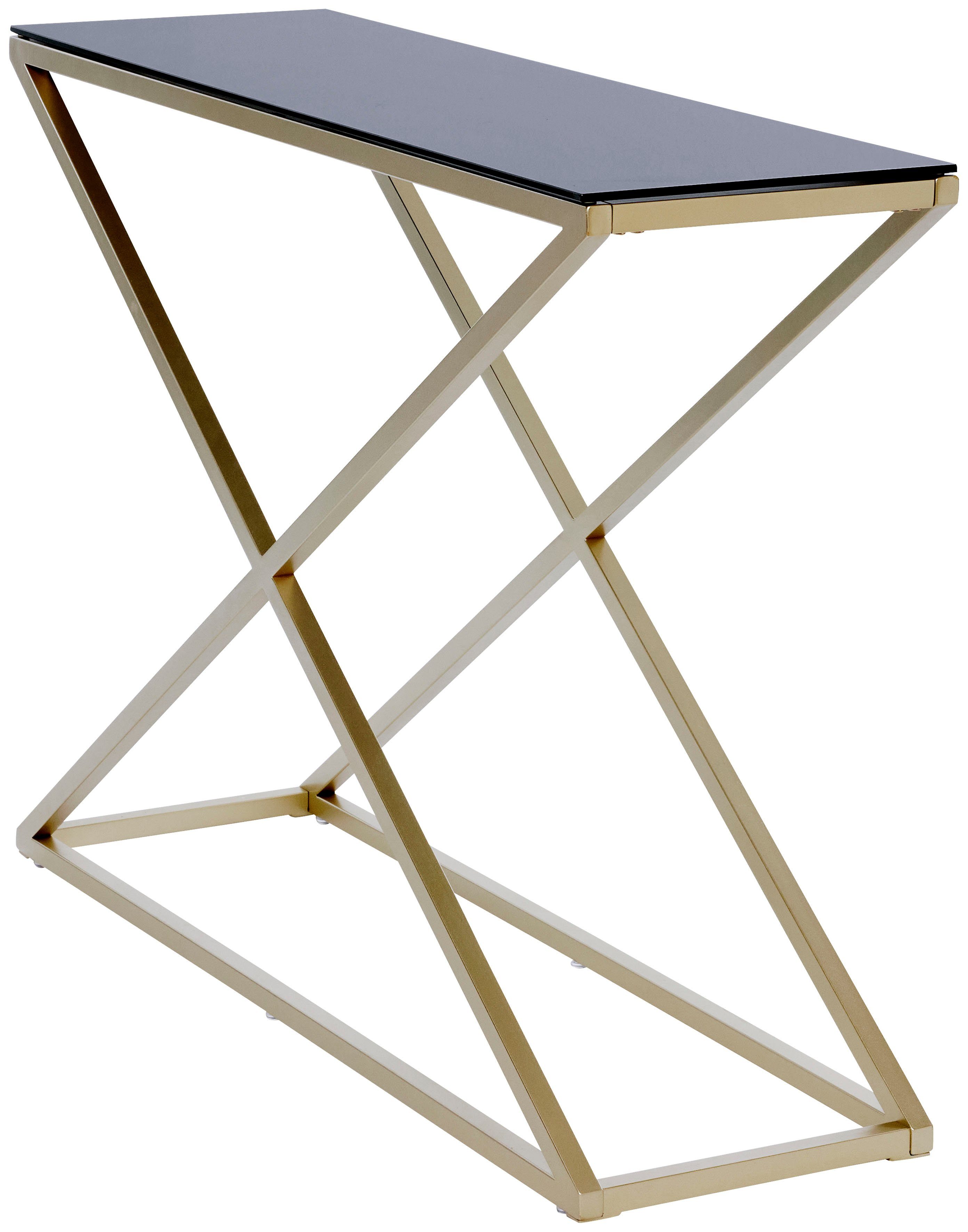 Jahnke Konsolentisch XTRA CONSOLE (1-St), Konsole/Beistelltisch in Gold-Look, aus Sicherheitsglas gefertigt