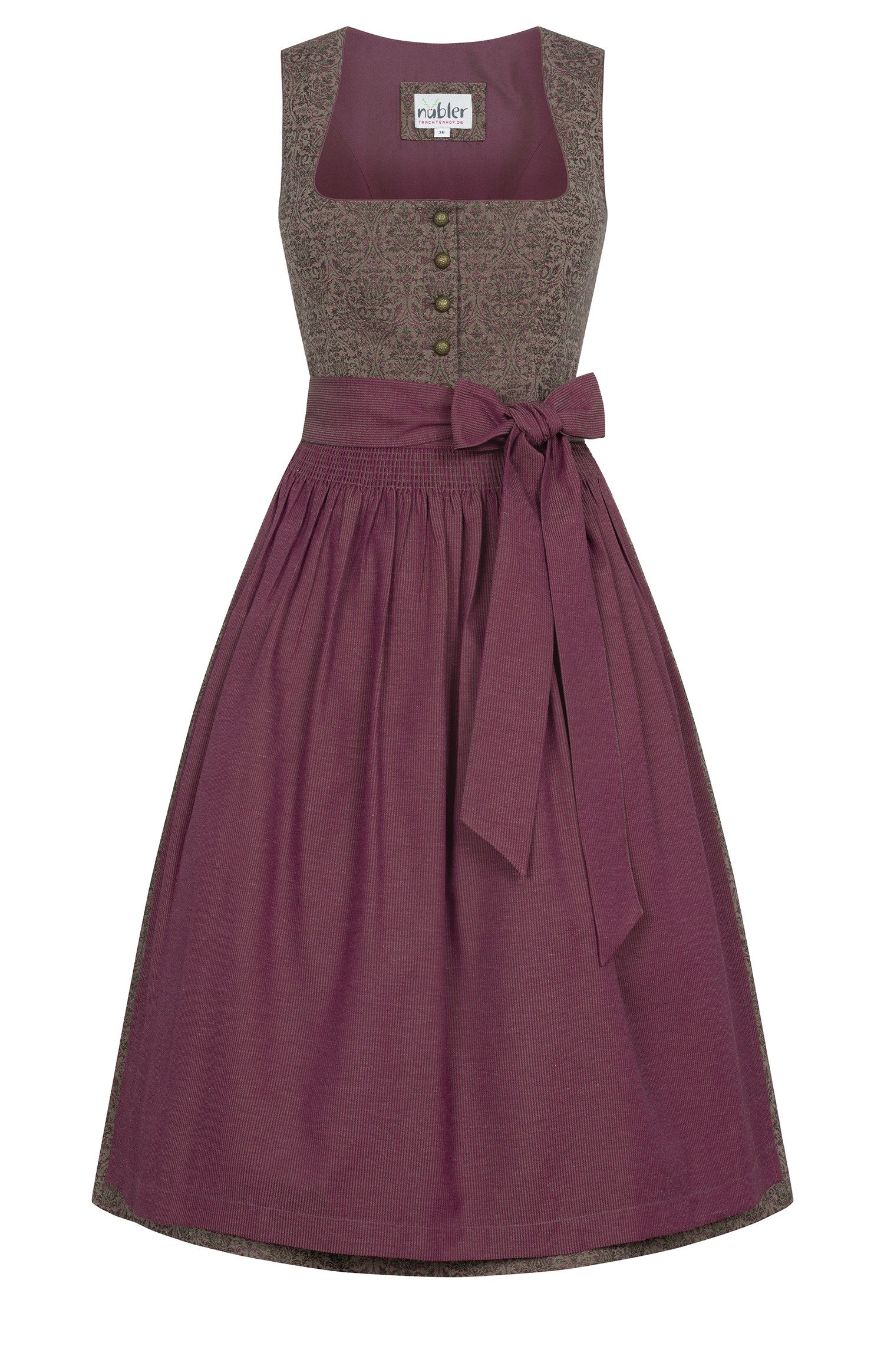 Nübler Dirndl Midi Dirndl Blanka in Brombeere von Nübler - Rocklänge 70 cm