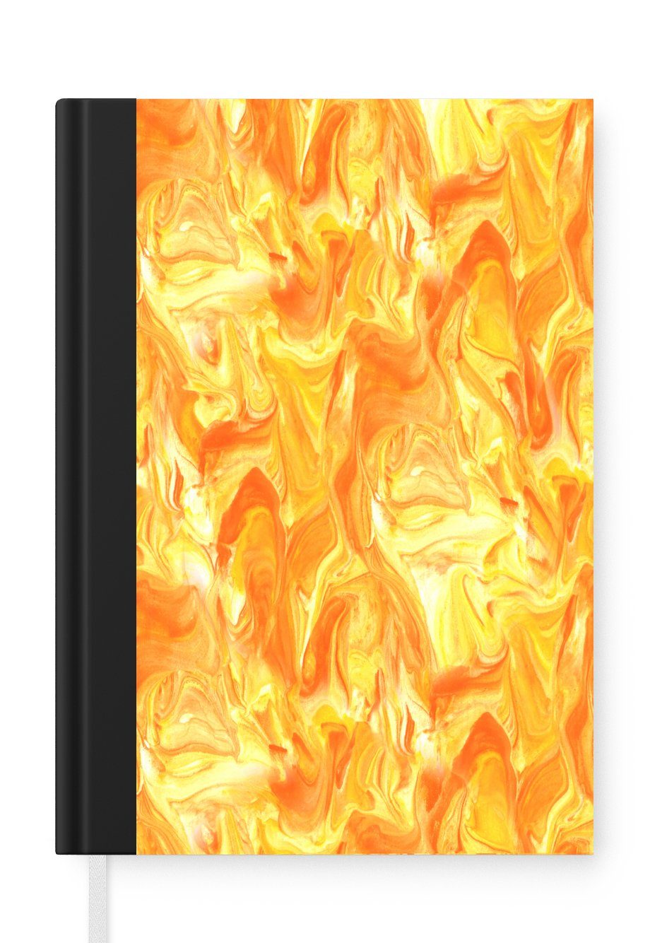 MuchoWow Notizbuch Marmor - Orange - Gelb - Design, Journal, Merkzettel, Tagebuch, Notizheft, A5, 98 Seiten, Haushaltsbuch