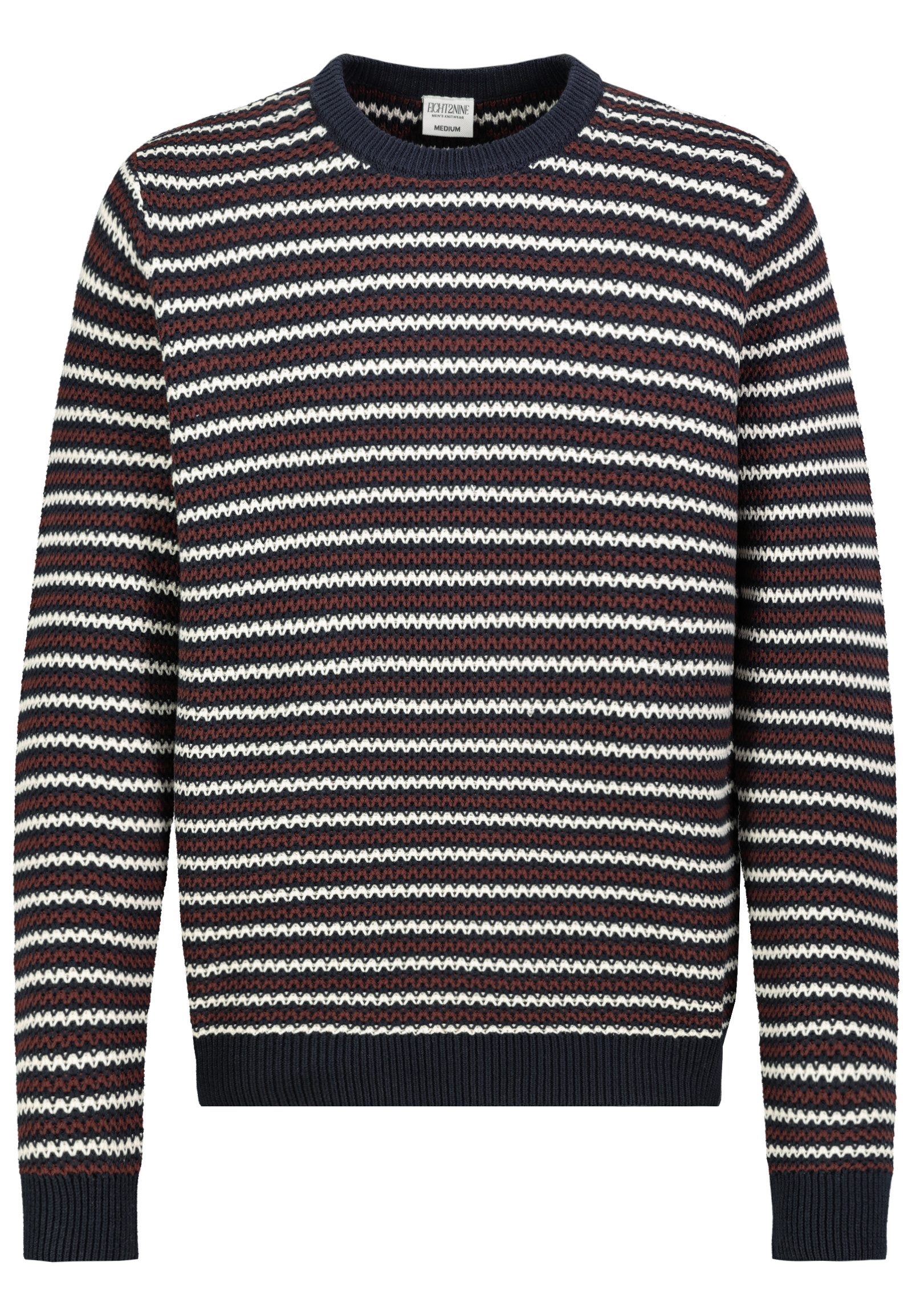 Eight2Nine Strickpullover Herren Strick Sweater gestreift Strukturstrick, Streifenmuster, Regular Fit