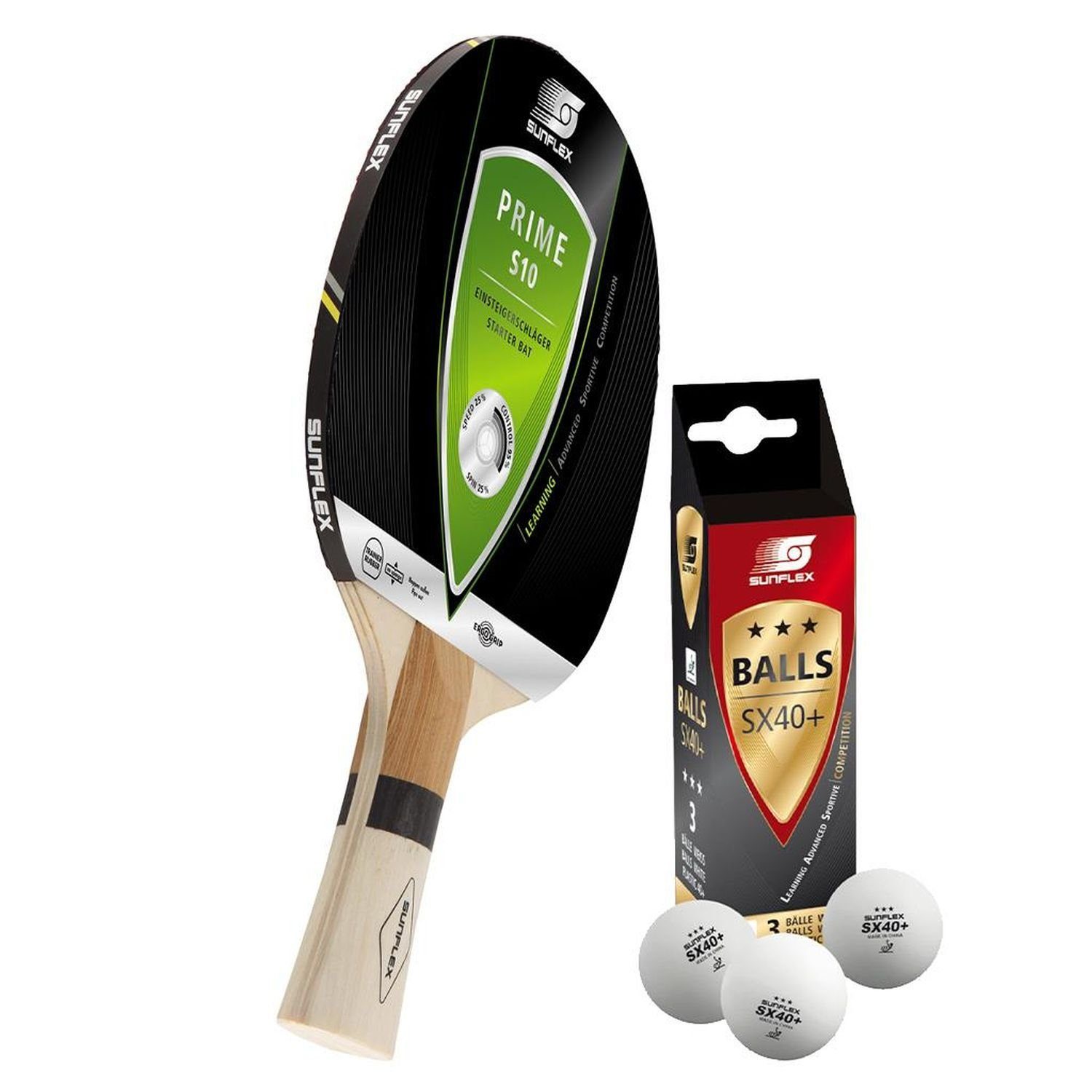 Tischtennisschläger Prime S10 + 3x SX+ Bälle
