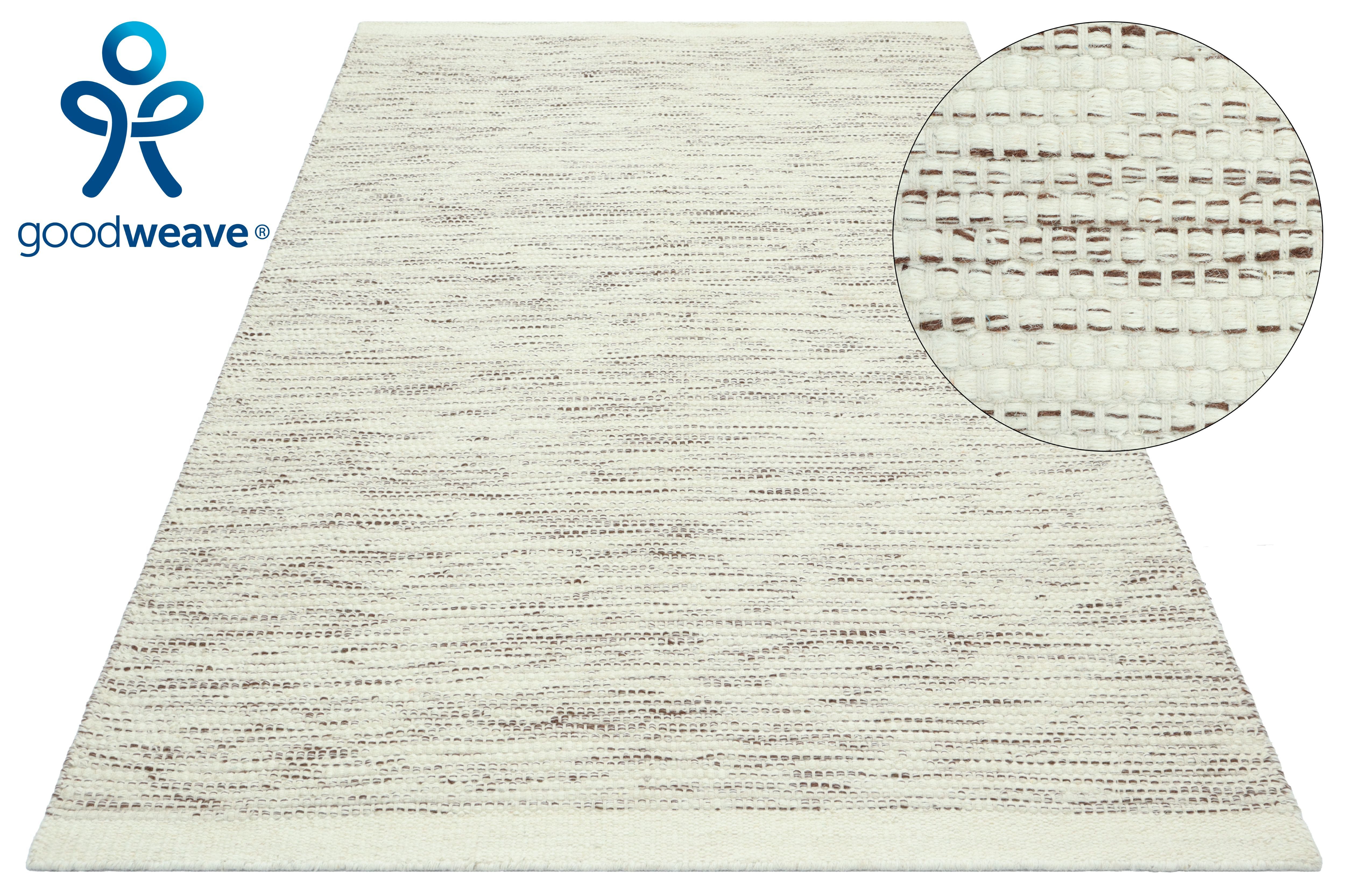 OTTO home Teppich Lirra, mit hohem Wollanteil, Wolle-Baumwoll-Mix, rechteckig, Höhe: 6 mm, zeitloses Design, Webstruktur, Wohnzimmer, Schlafzimmer, Esszimmer