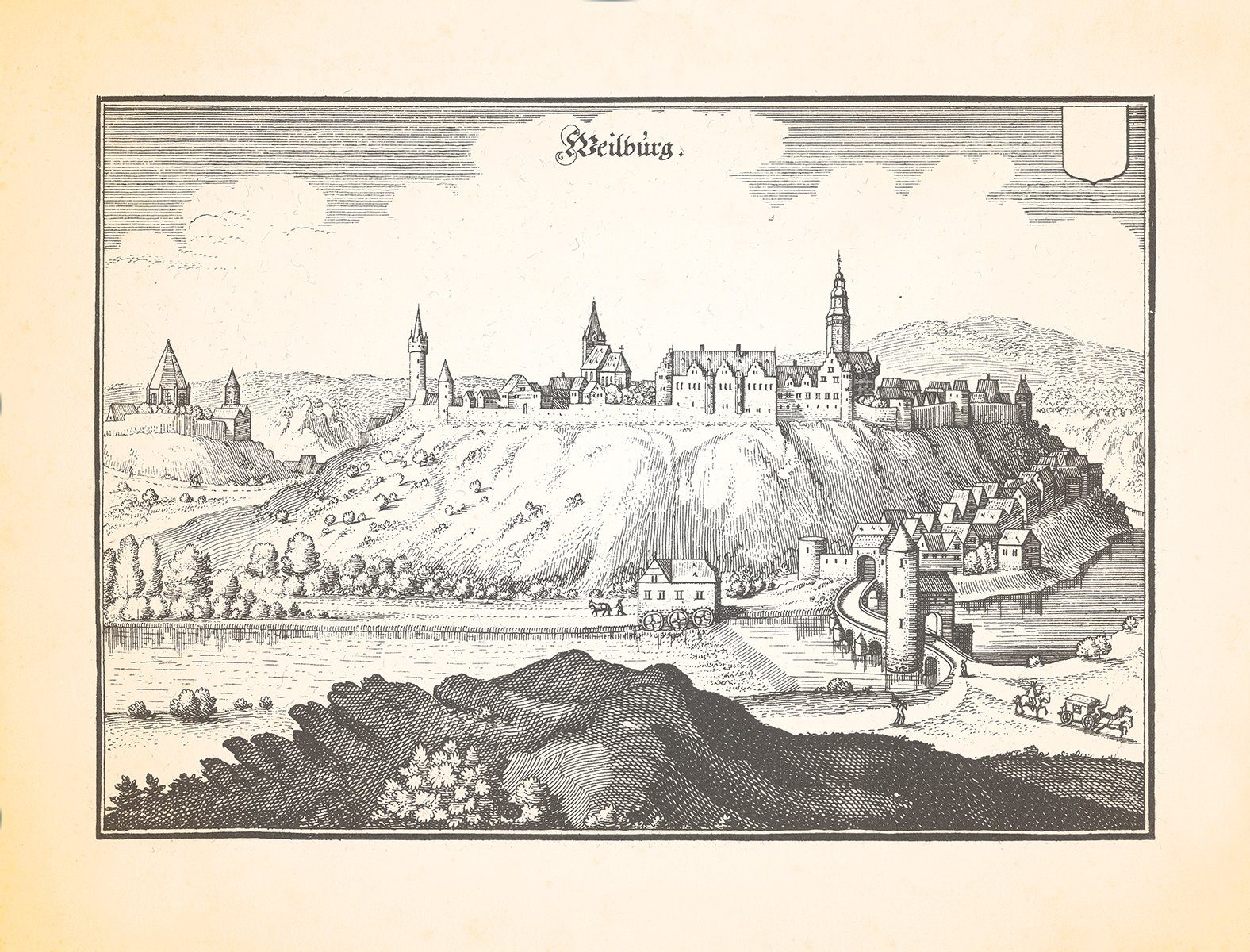 Kunstdruck Weilburg Residenzstadt Schloß zu Weilburg Bergbaumuseum Campanile Meri