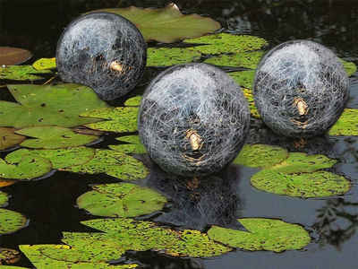 BURI Gartenleuchte Schwimmende LED Solar Glaskugeln 3er-Set Teichdeko Gartendeko Schwimmk