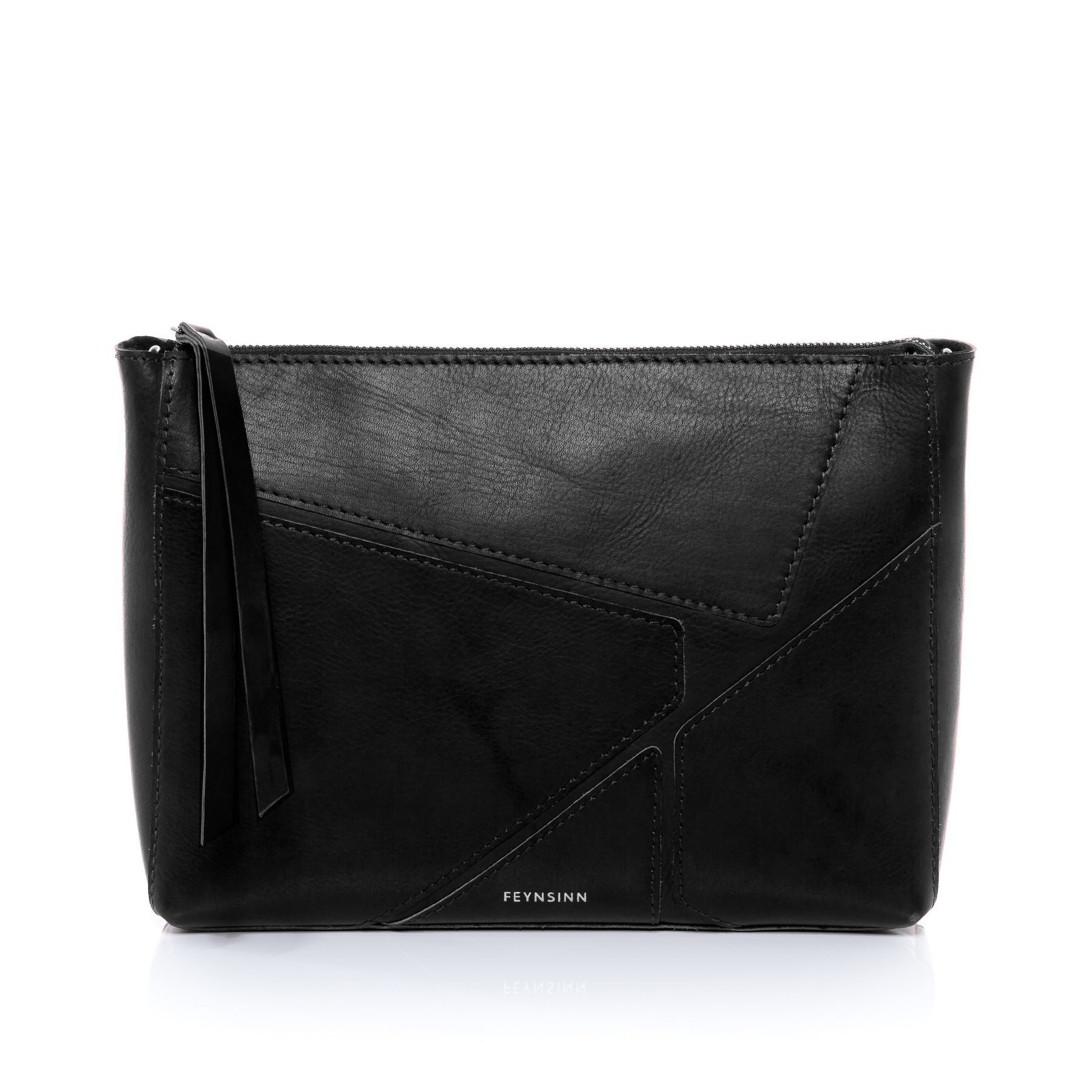 FEYNSINN Umhängetasche echt Leder Umhängetasche groß schwarz JEMMA PUZZLE, Clutch Echtleder für Damen, Schultertasche, Crossbody Bag schwarz
