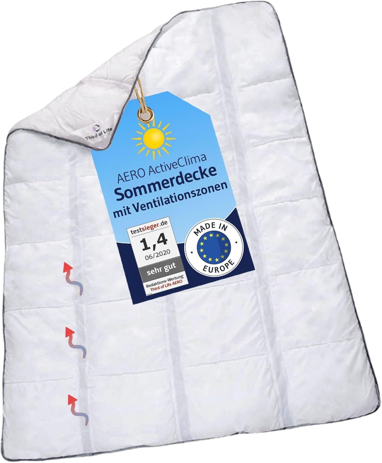 Third of Life Sommerbettdecke AERO ActiveClima Sommerdecke mit innovativer OptiSleep®-Technologie, Füllung: Atmungsaktive VentiFill® Funktionsfaser, Bezug: Microfaser, Feuchtigkeit