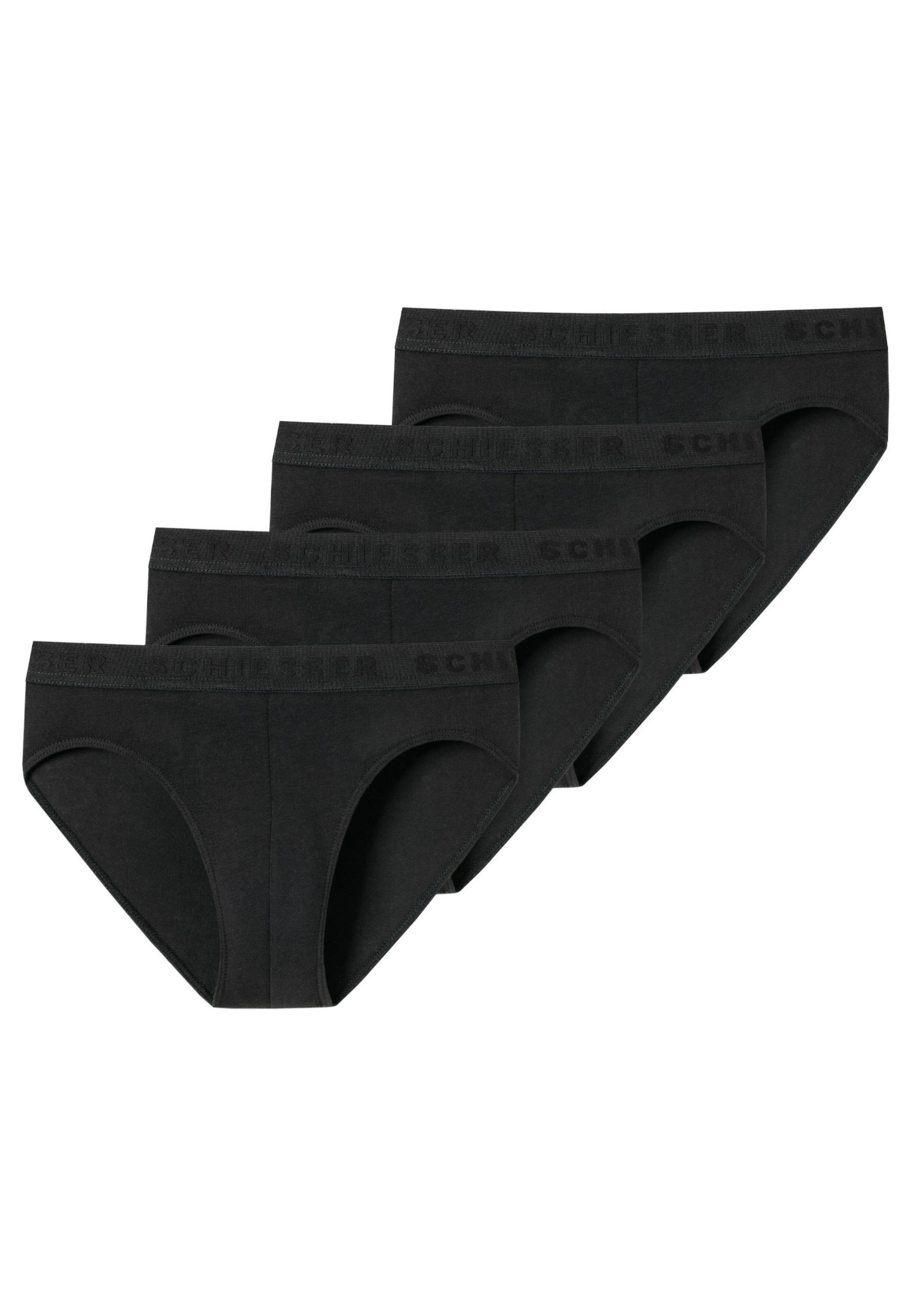 Schiesser Slip - Baumwolle Pack / 4er Teens - - Boys Ohne Cotton Schwarz 4-St) Unterhose Organic Slip (Spar-Set, 95/5 Eingriff