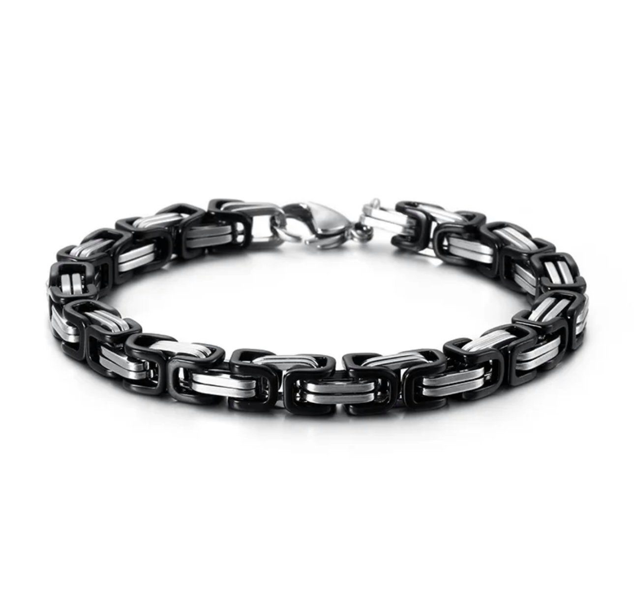 Königsarmband Männerschmuck Armkette Biker/Panzer 8mm, Edelstahl FB500 21/23cm Black/Silber Länge Schmuck Breite Karisma Herrenarmband