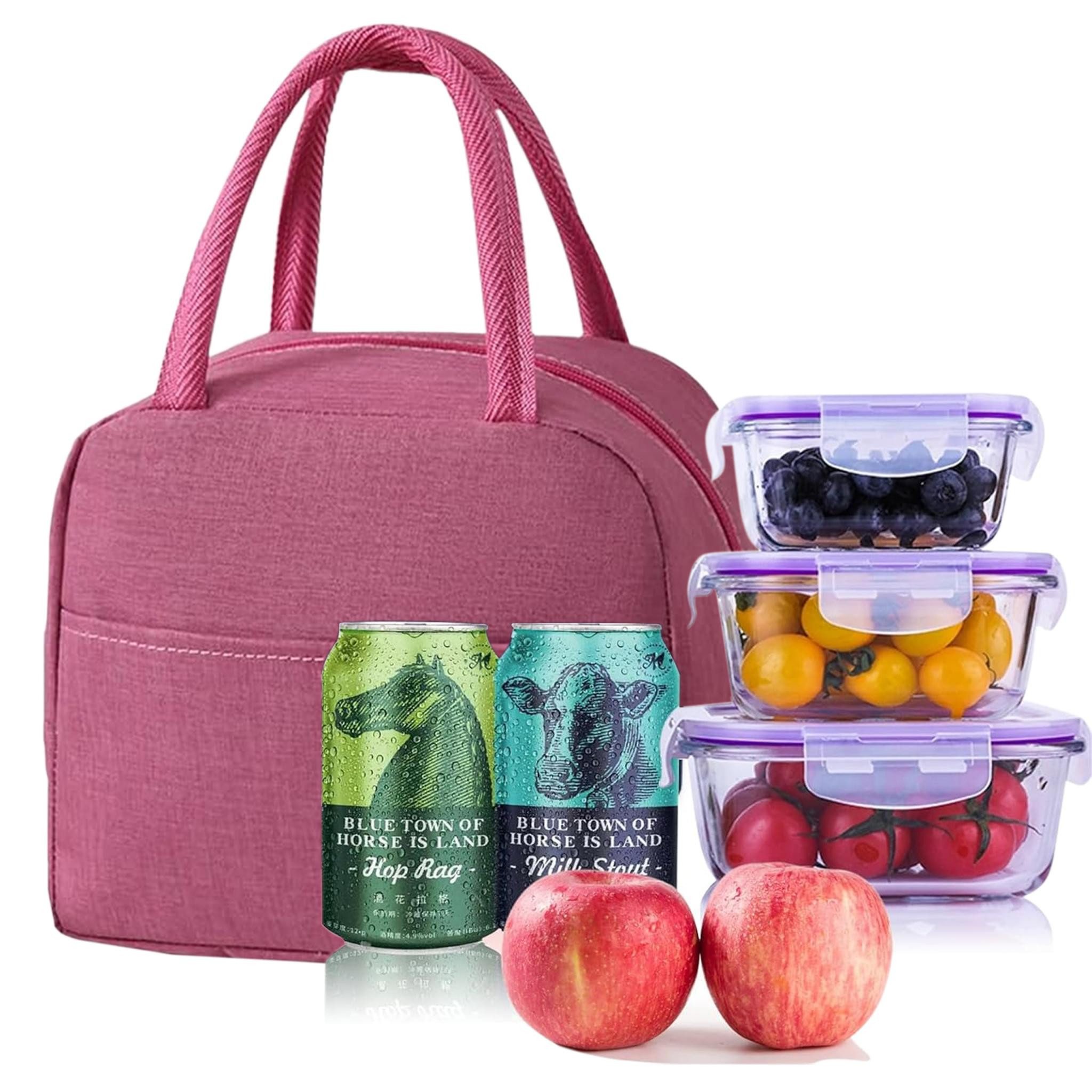 Realb2b Lunchbox Lunchbox Isoliertasche Thermotasche mit Reißverschluss Lebensmittel, (Einzelartikel Lunchbox Isoliertasche Thermotasche, Isoliertasche Lunchbox Tasche für warme und kalte Speisen), Isolierfunktion wasserabweisend Reißverschluss leicht tragbar