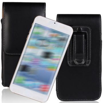 K-S-Trade Handyhülle für Samsung Galaxy A21, Leder Gürteltasche + Kopfhörer Seitentasche Belt pouch Holster