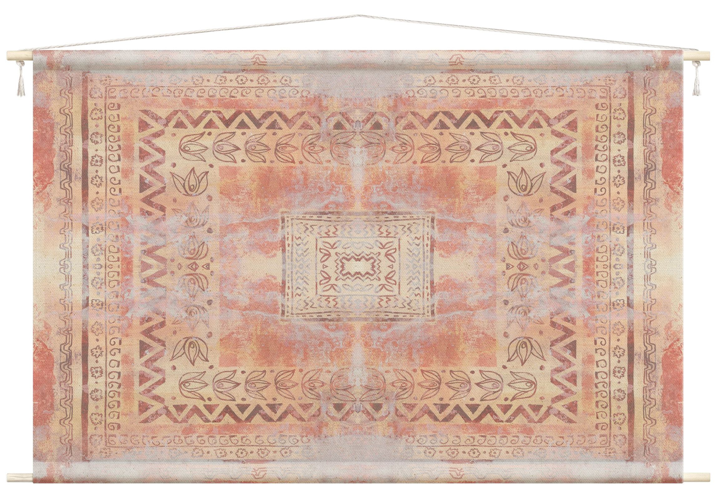 Bilderdepot24 Wandteppich modern Muster Kunst Ornamente Orientalisch Shabby rot, rechteckig, Höhe: 2.6 mm, großes Wandbild aus Natur-Baumwolle Wandbehang Stoffbild Tuch Wollseil
