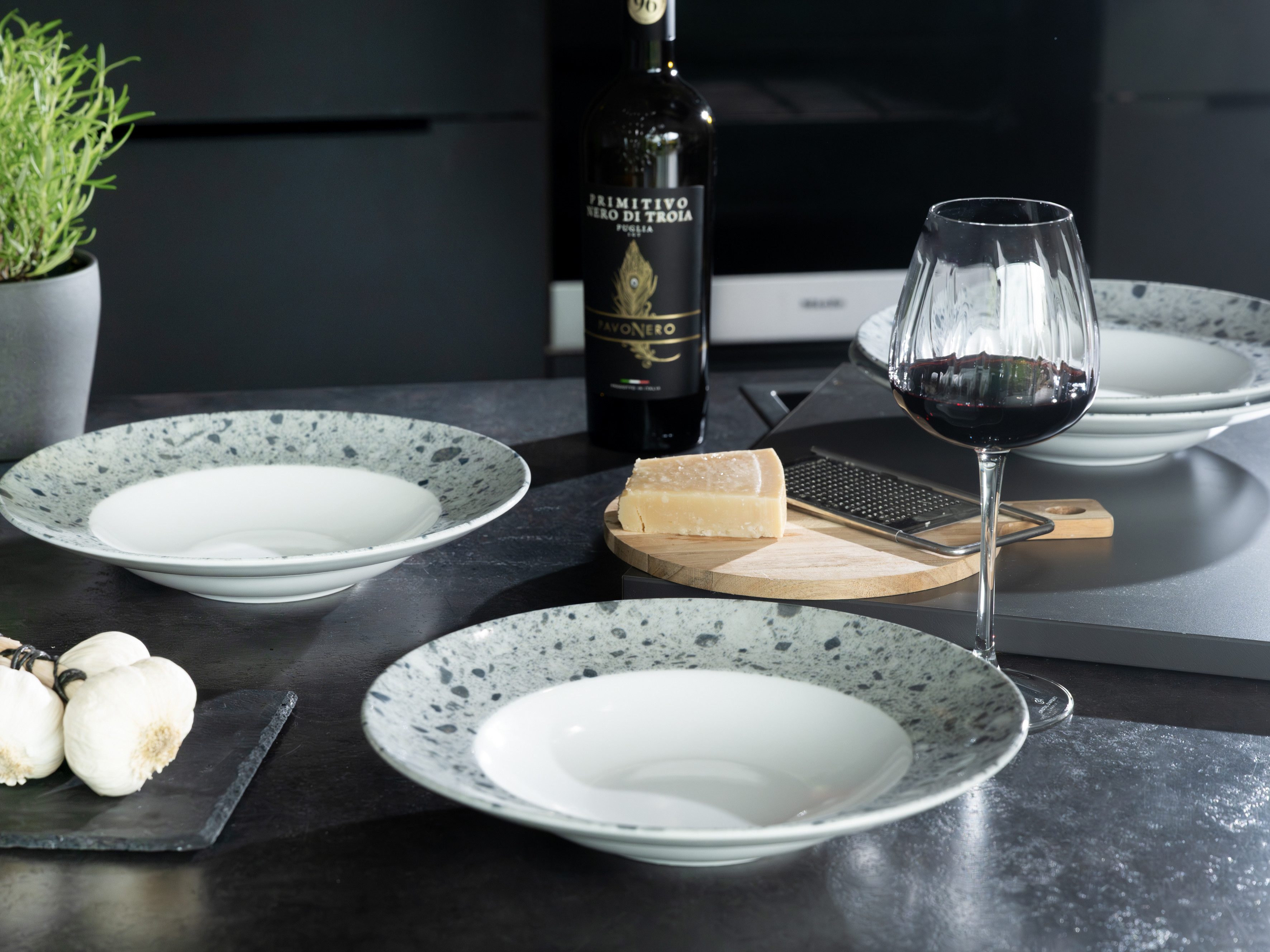 CreaTable Pastateller Stone Collection Florenz, Teller Set, 4-tlg., (4 St), Italienische Eleganz, Vielseitig einsetzbar