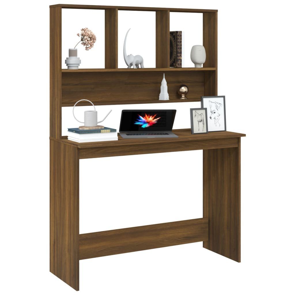 furnicato Schreibtisch mit Eiche cm Holzwerkstoff Braun 110x45x157 Regal