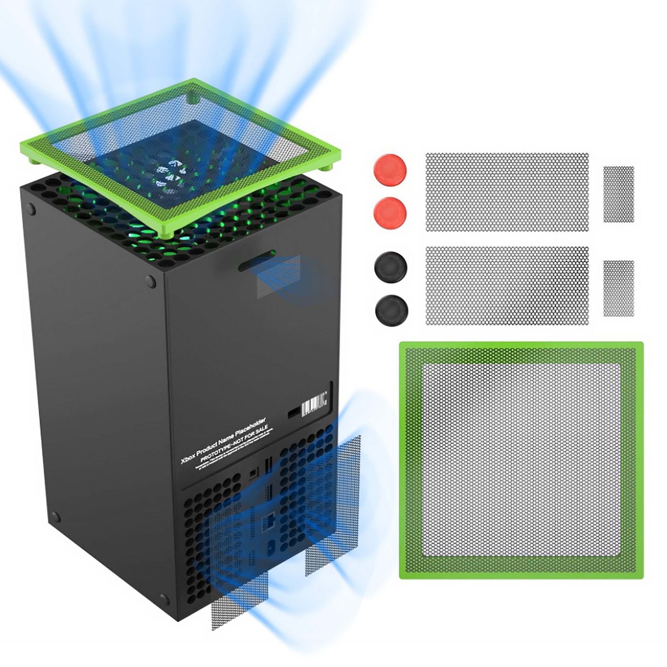 Tadow Staubfilter-Kit für Xbox Serie X, Kühlkörperhalterung, Staubfilter Xbox-Controller (Multifunktionales Staubfilter-Kühlungsset, Xbox Staubschutzgitter)
