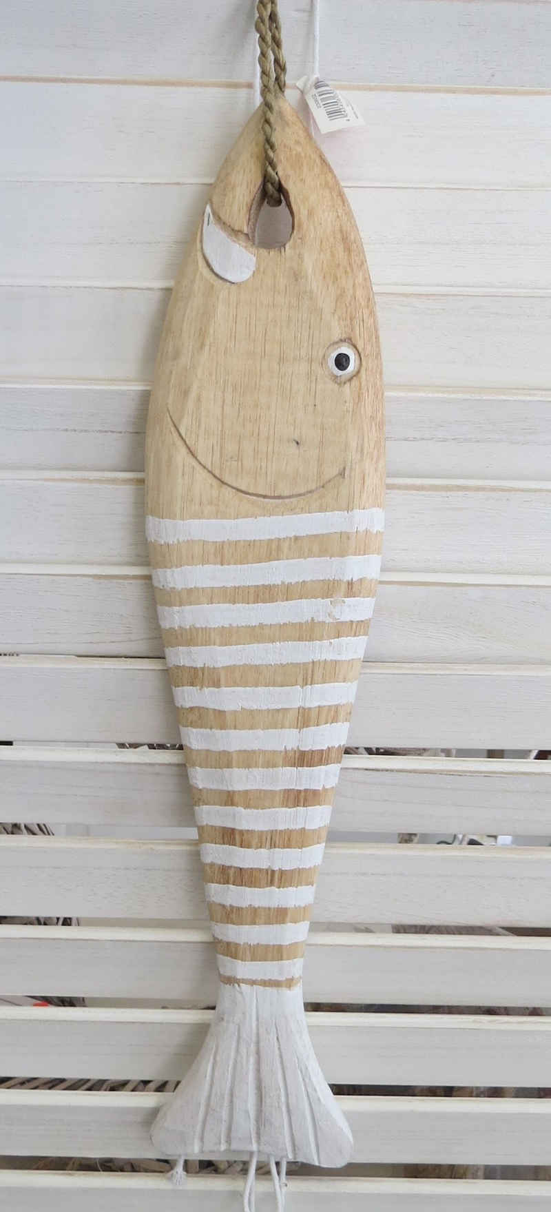 VARIOS Dekohänger Fisch Deko Holz Hänger Maritim Sommer Natur Lang 50 cm