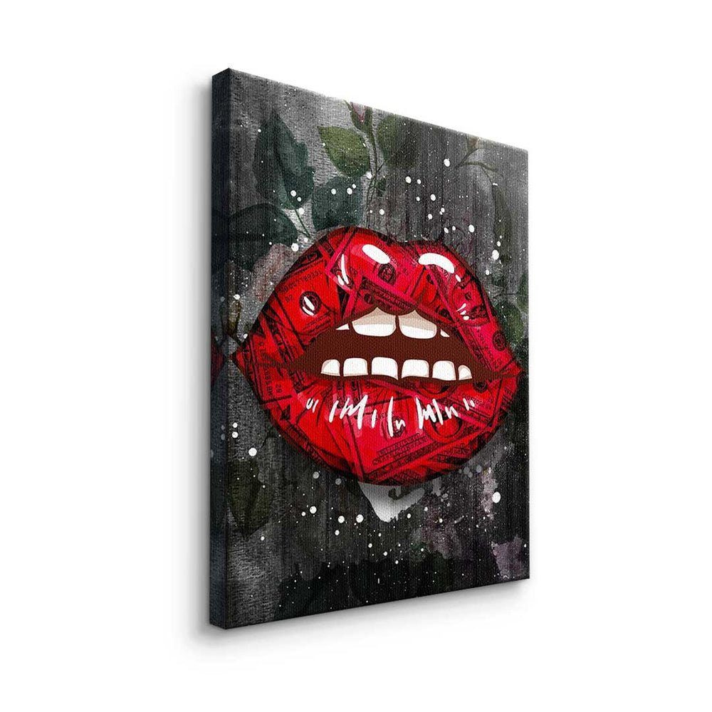 DOTCOMCANVAS® Leinwandbild, Premium - - Geld Leinwandbild - Erfolg ohne Kiss - Art Rahmen Modern Pop