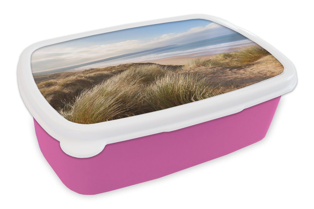 Snackbox, - Wasser, Brotdose Strand Erwachsene, (2-tlg), Düne Kinder, rosa Mädchen, Kunststoff, Brotbox für - Lunchbox Kunststoff MuchoWow