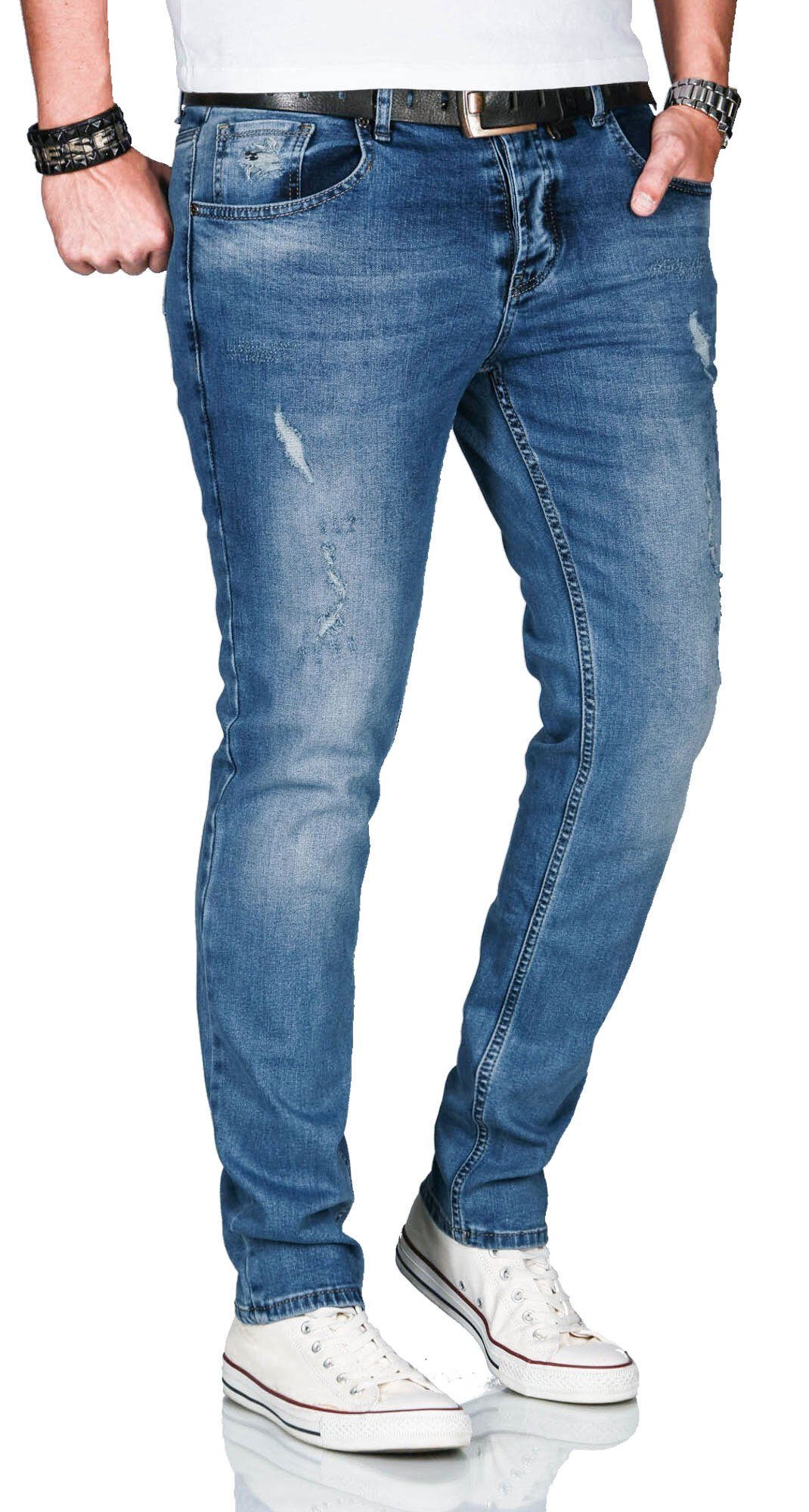 Effekt look Blau used Slim-fit-Jeans ASCatania Used AS-160 Salvarini Alessandro und Elasthan 2% - mit mit