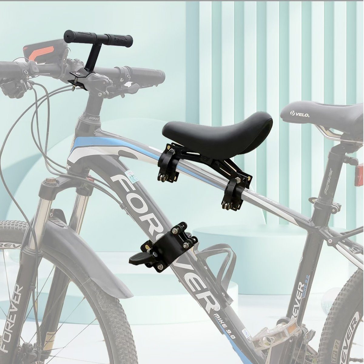 MidGard Fahrradkindersitz für Befestigen vorne am Rahmen, Kinder-Fahrradsitz mit Lenkergriffe, ab: 2, bis: 5, mit Lenkergriffe für sicheren Halt, geeignet für Kinder 2-5 Jahren