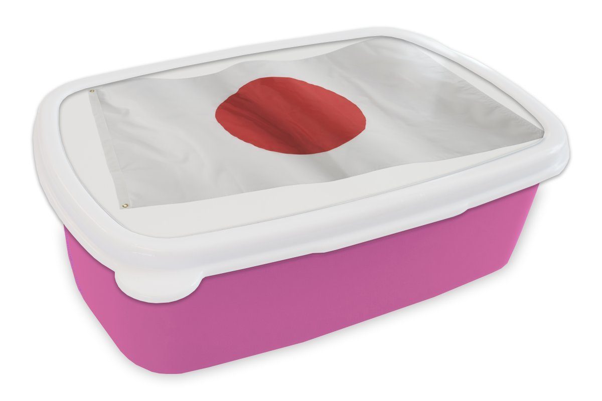 MuchoWow Lunchbox Die Flagge von Japan auf weißem Hintergrund, Kunststoff, (2-tlg), Brotbox für Erwachsene, Brotdose Kinder, Snackbox, Mädchen, Kunststoff rosa