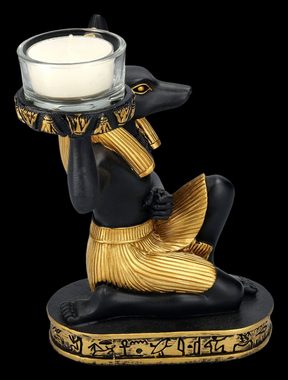 Figuren Shop GmbH Teelichthalter Teelichthalter - Anubis Figur kniend - ägyptische Dekoration