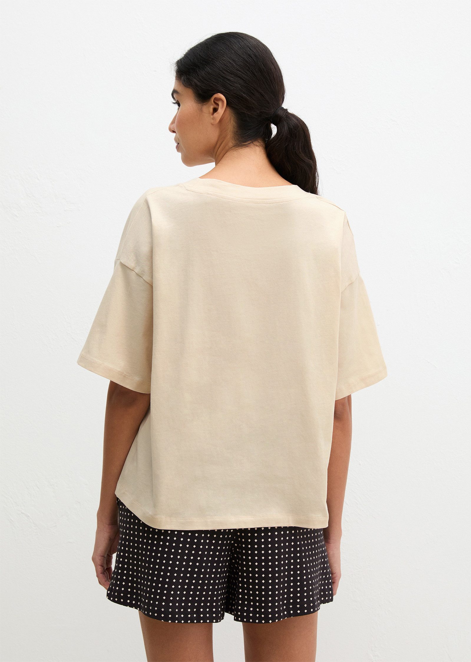 Marc O'Polo Shorty Mix N Match Cotton (2 tlg) mit Rundhalsausschnitt und halbem Arm, Hose gepunktet