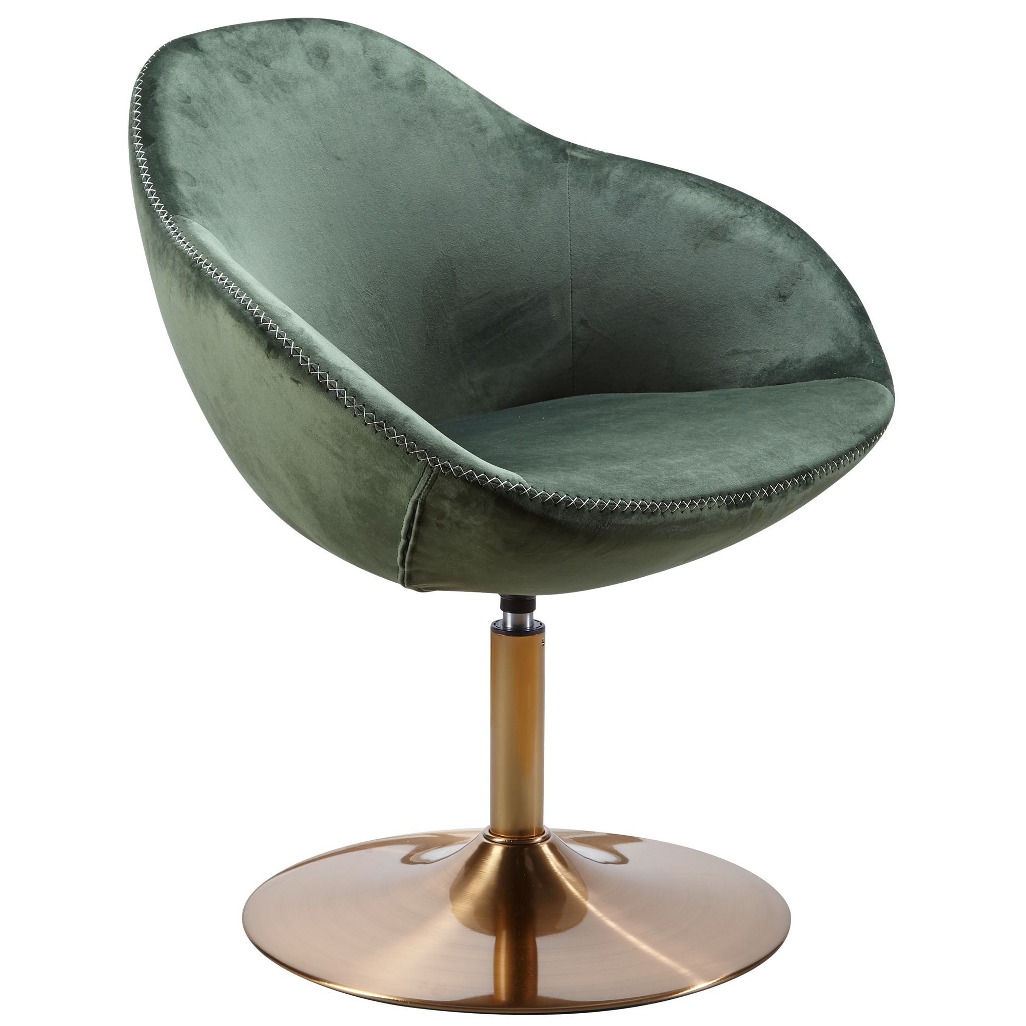 Wohnling Cocktailsessel WL5.921 (Samt Grün / Gold 70x79x70 cm, Design Drehstuhl), Loungesessel Drehbar, Polsterstuhl Lounge