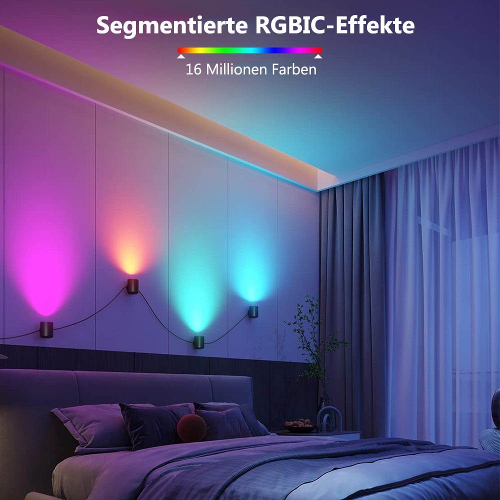 Rosnek RGB, Schlafzimmer, für App RGB, Wandleuchte Deko Smart, und Spielzimmer Fernbedienung, LED Wohnzimmer Musiksyn,