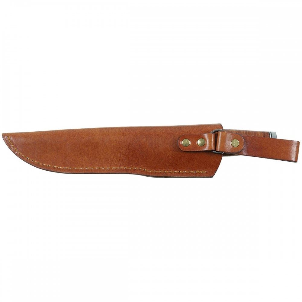 FoxOutdoor Taschenmesser Fahrtenmesser, Ranger 16, Ledergriff, Scheide, 16 cm Klingenlänge