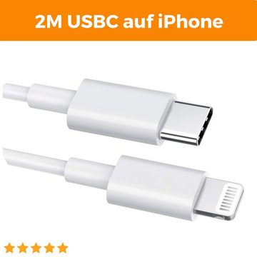 Shopbrothers Schnellladegerät USB C passt für iPhone 11, 12, 13, 14, Pro, X, Xs, Xr Lightningkabel, (200 cm), Schnellladefähigkeit, Erweiterte Kompatibilität, Robustes Design