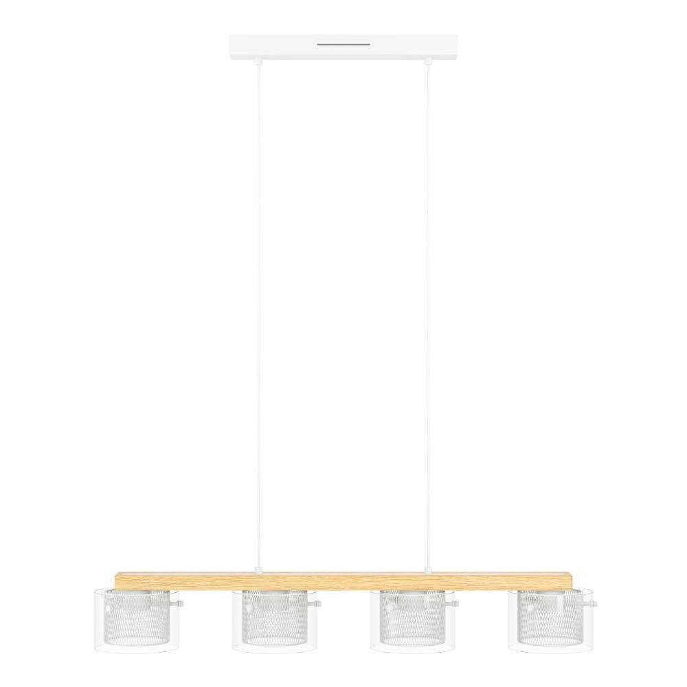 EGLO Hängeleuchte PORTICO-Z Hängelampe Holz weiß, ZigBee 3.0, Timer, Pendelleuchte, Bluetooth, CCT - über Fernbedienung, Dimmfunktion, Ein-/Ausschalter, Farbsteuerung, Farbwechsel, Memoryfunktion, Nachtlichtfunktion, RGB, Smart Home, Weckerfunktion, dimmbar über Fernbedienung, mehrere Helligkeitsstufen, LED fest integriert, RGB, warmweiß - kaltweiß, App / Sprachsteuerung Alexa, 88x15x110cm, exkl. Fernbedienung
