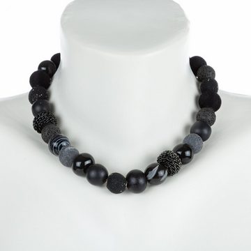 Feliss Perlenkette Black Beauty (inkl. Organza-Beutel), 45 cm lang, Kette für Damen, Made in Germany, mit Glas- Rocailles und Keramikperlen