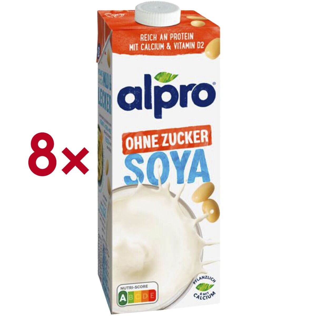Alpro Pflanzenmilch SOYA ohne Zucker, 8x 1 Liter Sojadrink