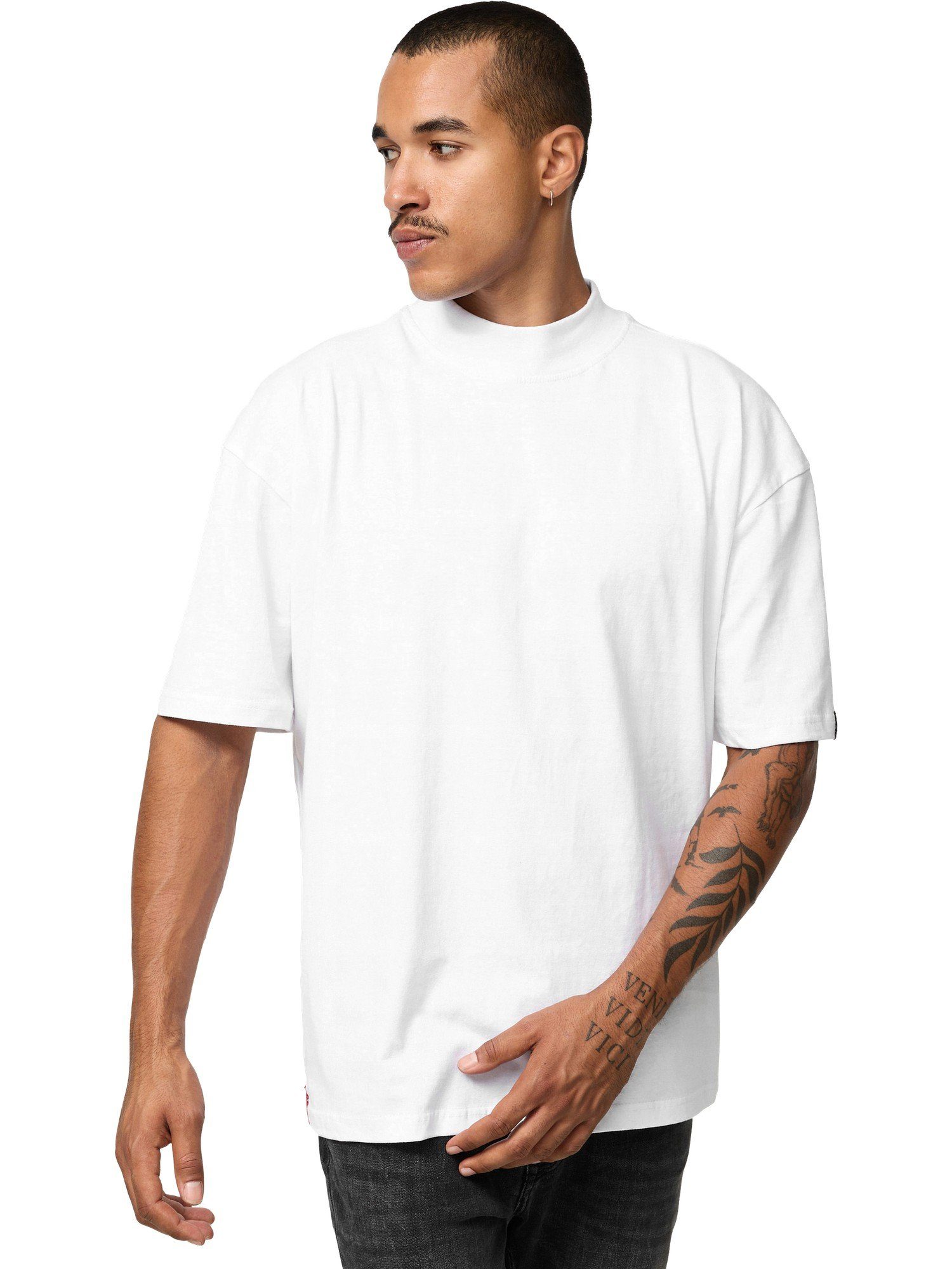 trueprodigy Oversize-Shirt Phoenix Logo Stehkragen dicker Stoff Weiß