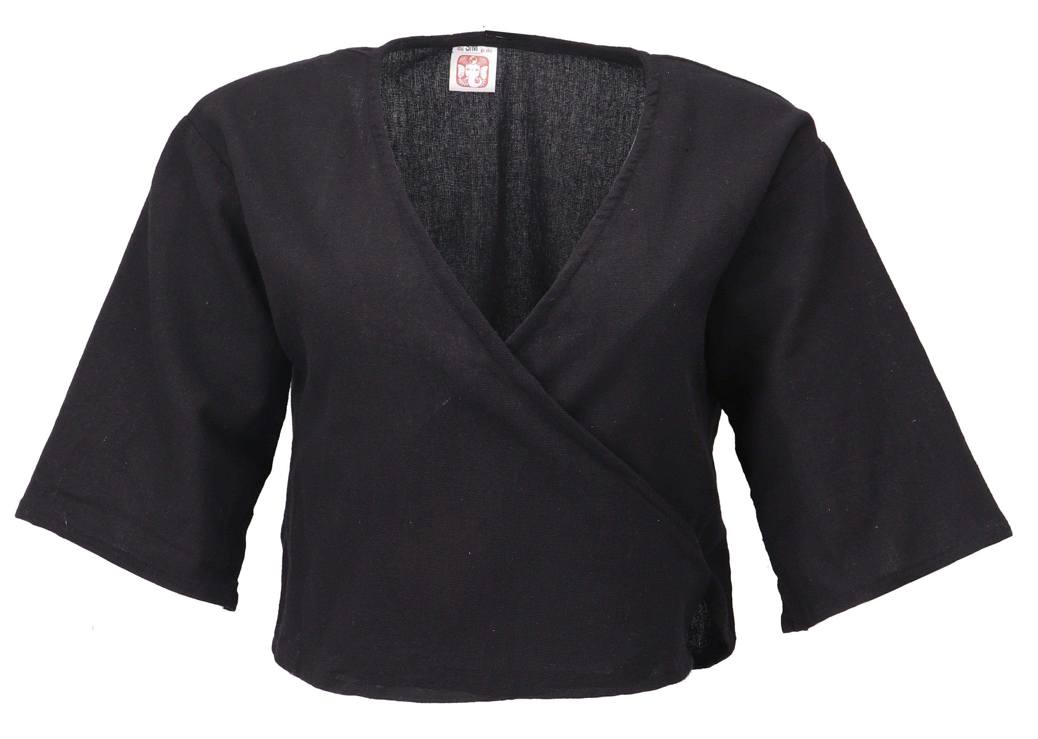 Longbluse Boho Wickelbluse, Wickeltop aus Baumwolle -..