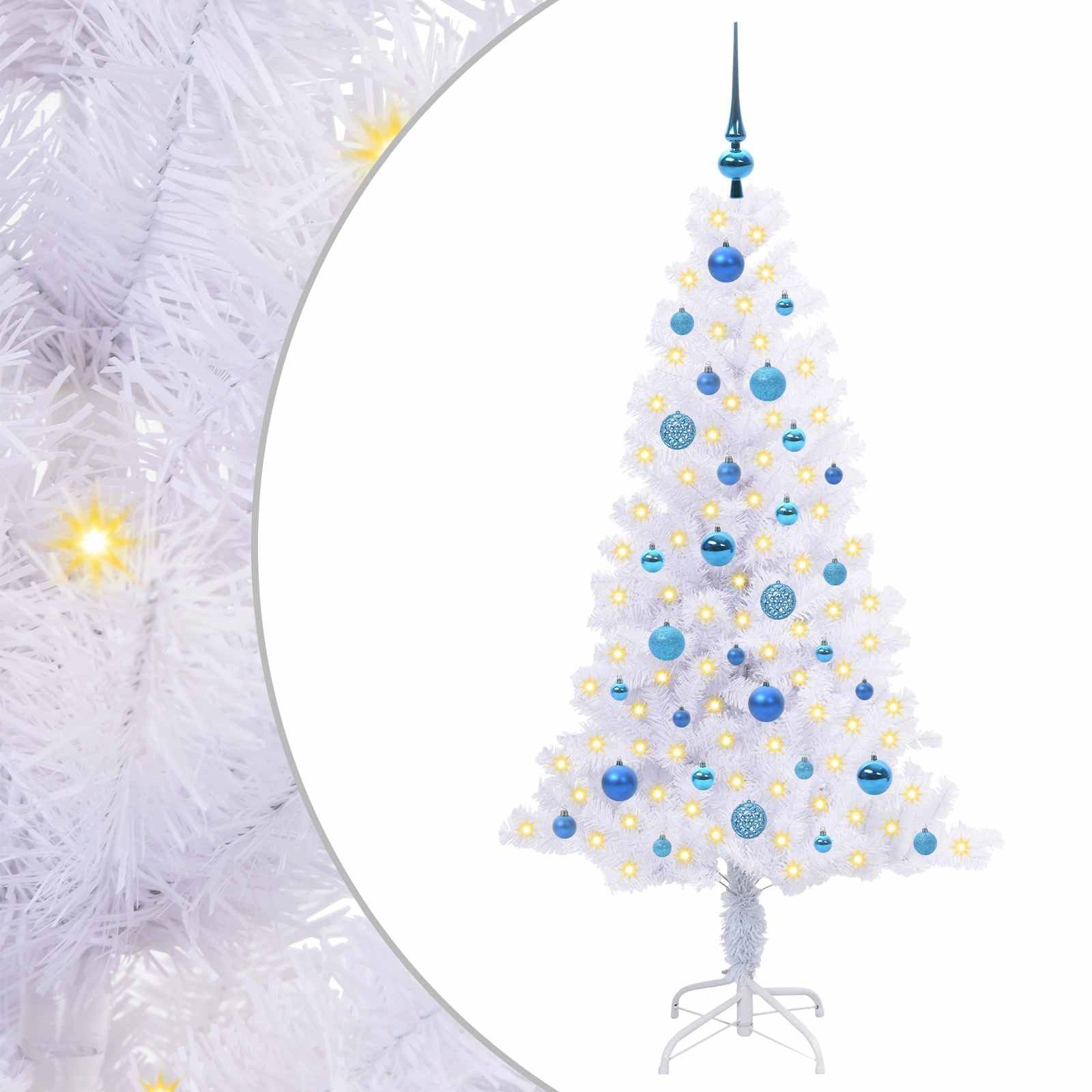 vidaXL Künstlicher Weihnachtsbaum Künstlicher Weihnachtsbaum Weiß 150 cm PVC und Stahl