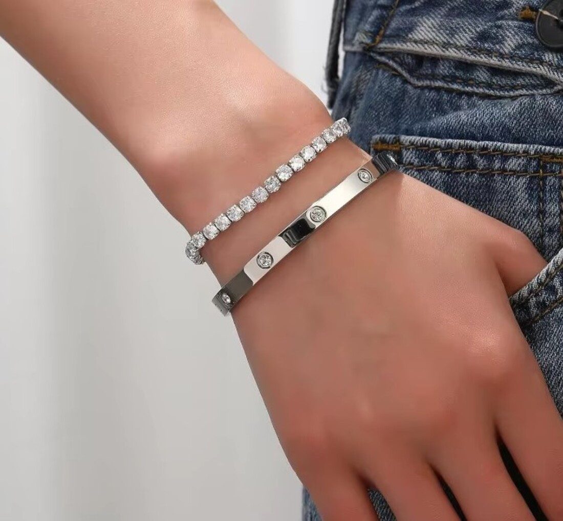 Lale Collection® Schmuckset Edelstahl-Armreif Strass Accessoire Gold Silber günstig online kaufen