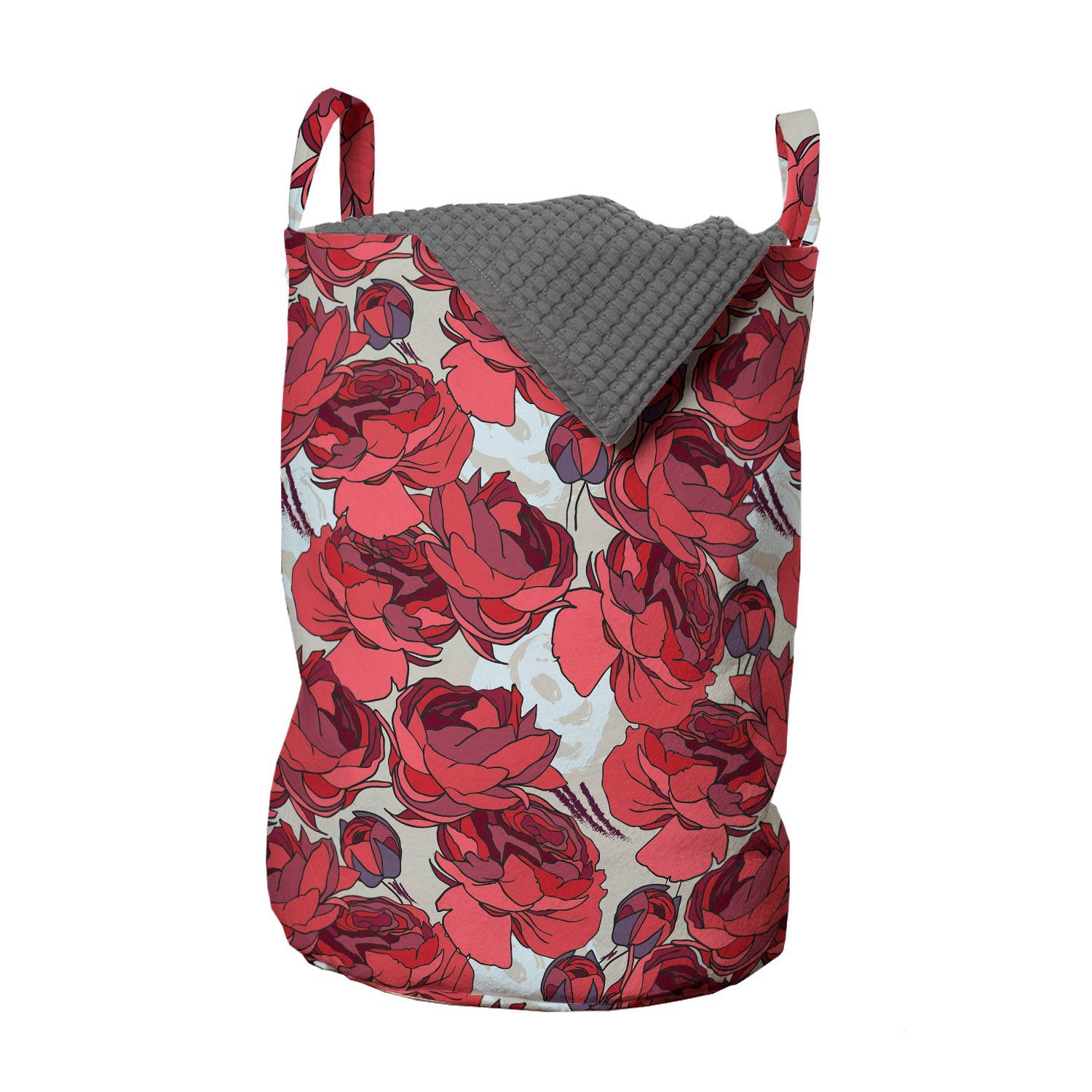 Abakuhaus Wäschesäckchen Wäschekorb mit Griffen Kordelzugverschluss für Waschsalons, Blumen Vibrierende Rose-Blumenstrauß