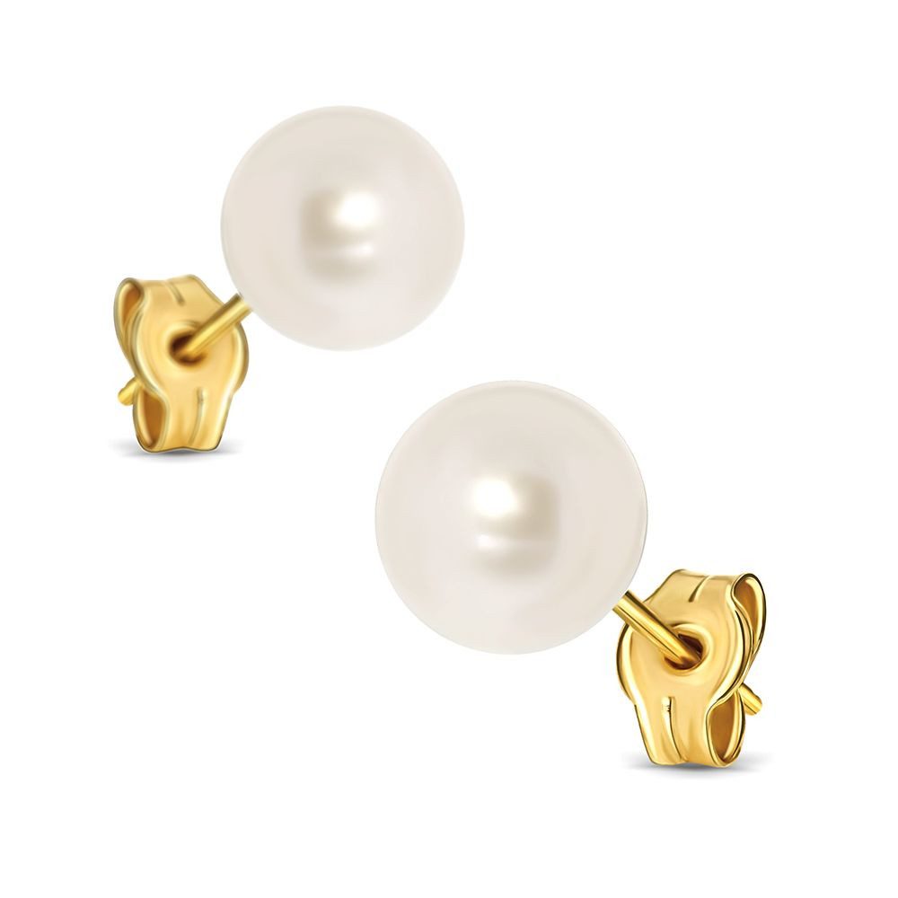 Miore Perlenohrringe MG9062E - aus 9K (375) Gelbgold - 2 Süßwasserzuchtperlen 7 x 7 mm, für Damen Made in Italy