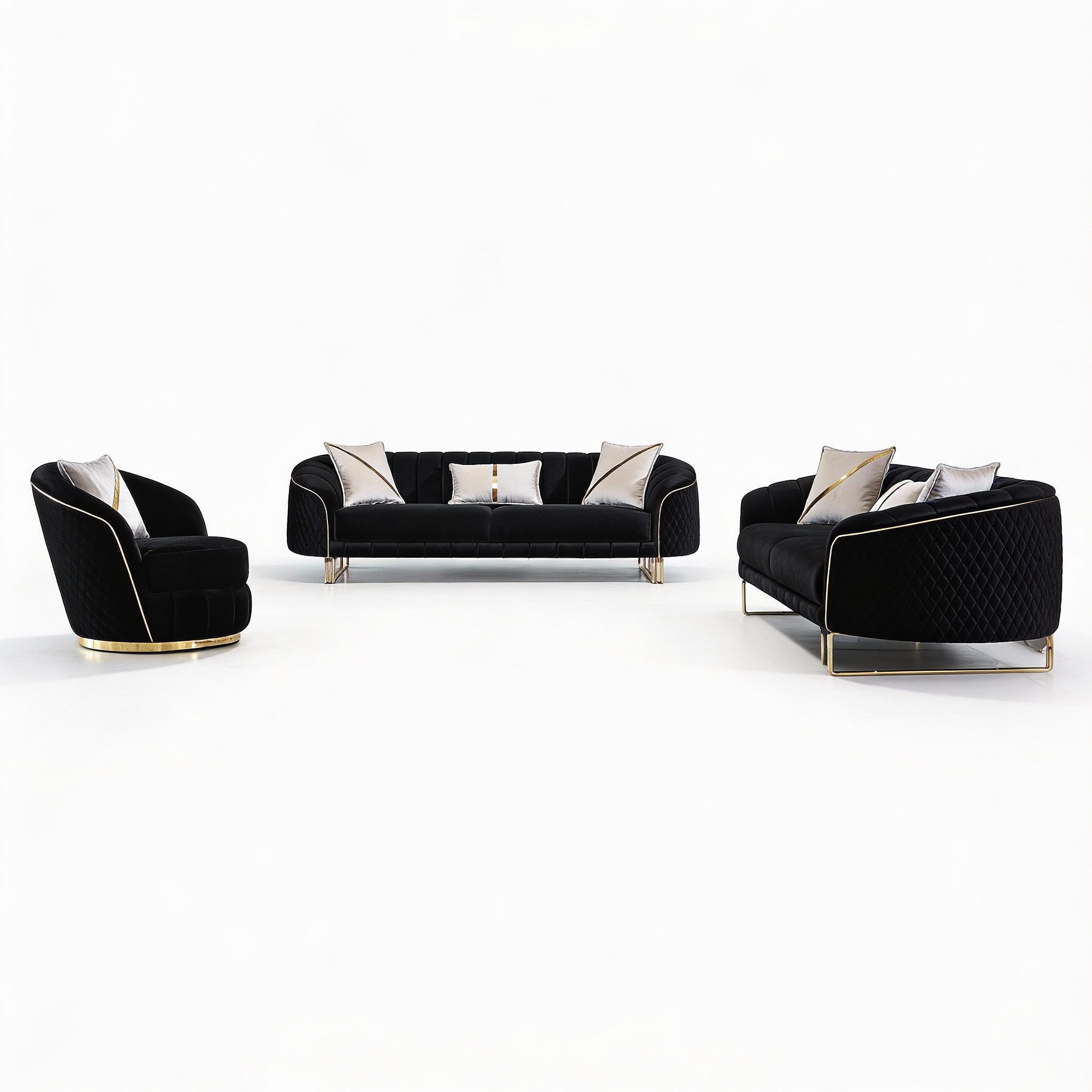 Palms-Store Sofa - Spar Set Noah, in 5 Farbvarianten mit goldenen Akzenten, Qualität und Eleganz für höchste Ansprüche