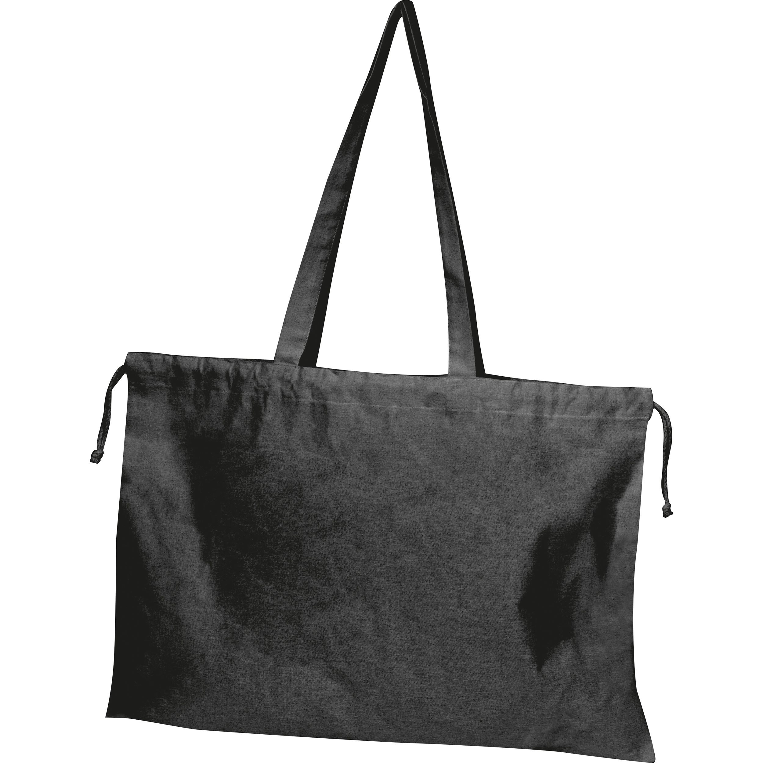 Aufbewahrungstasche Baumwolltasche mit Verschluss / Einkaustasche / Farbe: schwarz