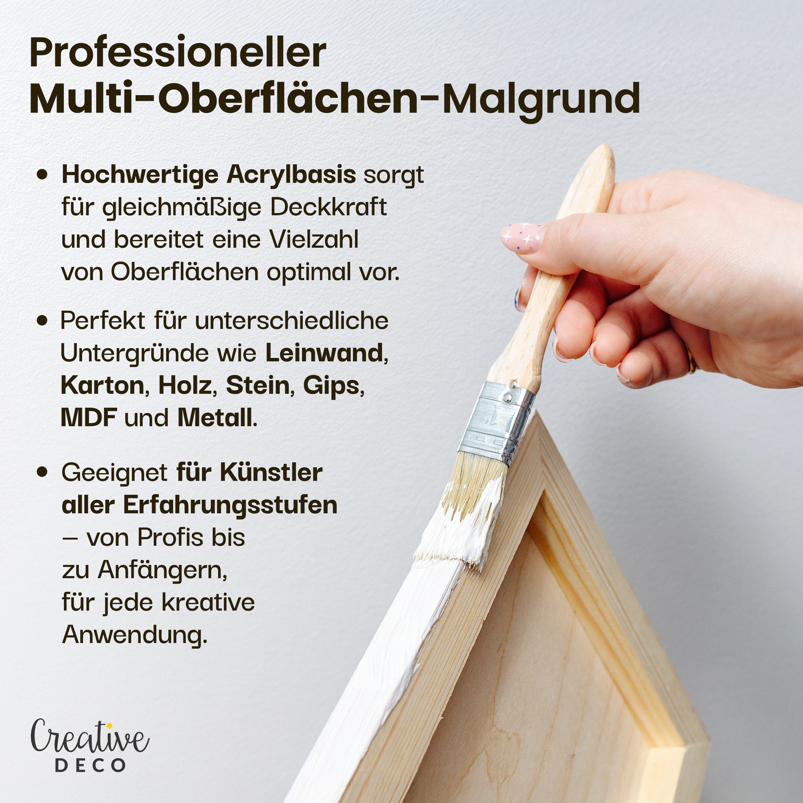 Creative Deco Grundierfarbe Professionell Gesso 1L Perfekte Grundierung für Malerei