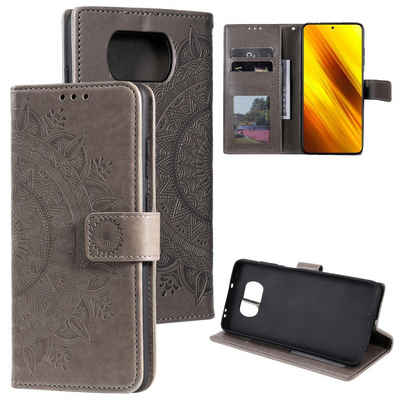 CoverKingz Handyhülle Hülle für Xiaomi Poco X3 NFC/X3 Pro Handyhülle Flip Case Cover Etui 16,5 cm (6,5 Zoll), Klapphülle Schutzhülle mit Kartenfach Schutztasche Motiv Mandala