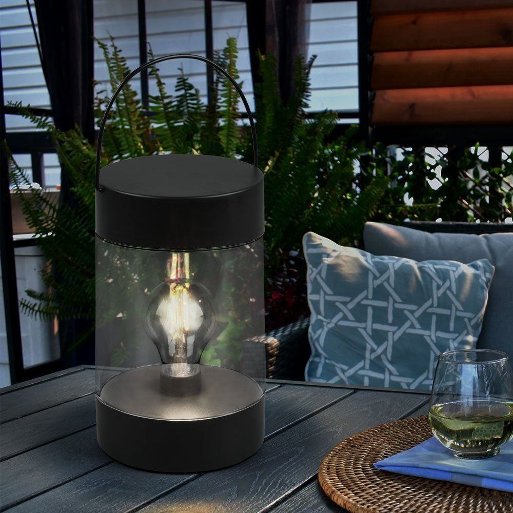 etc-shop LED Außen-Tischleuchte, LED-Leuchtmittel fest verbaut, Warmweiß,  Tischlampe Außenlampe Tischleuchte Terrasse Timer Akku warmweiß LED