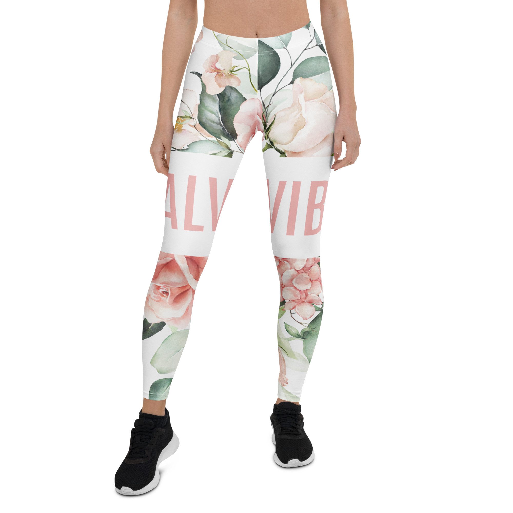 DECALVIBES Funktionsleggings Damen Leggings Basic Pastell Roses Blickdicht, 4-Wege-Stretch, elastischer Bund, weiches Material