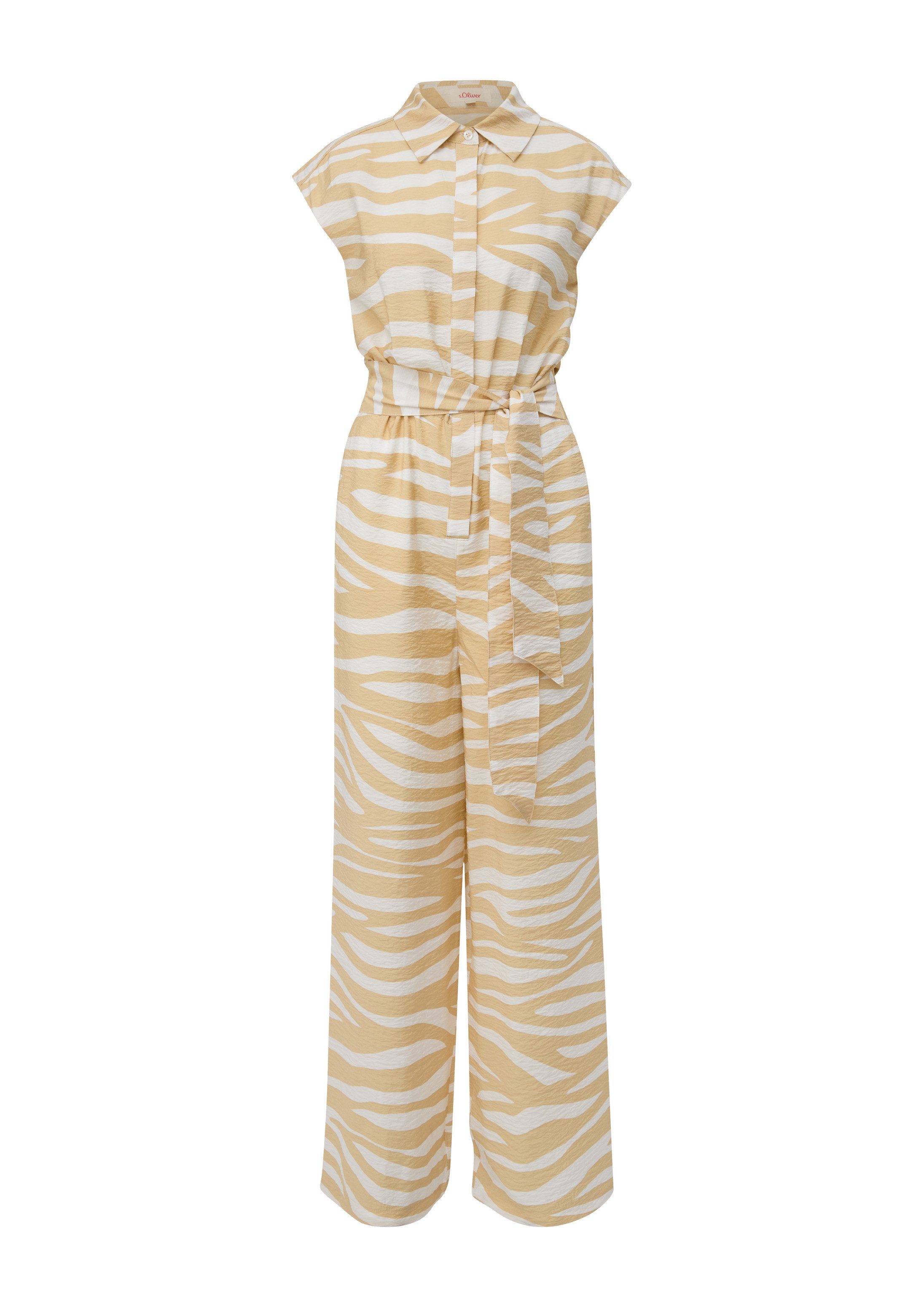 s.Oliver Jumpsuit Overall Ärmelloser Jumpsuit aus Viskose mit Bindegürtel
