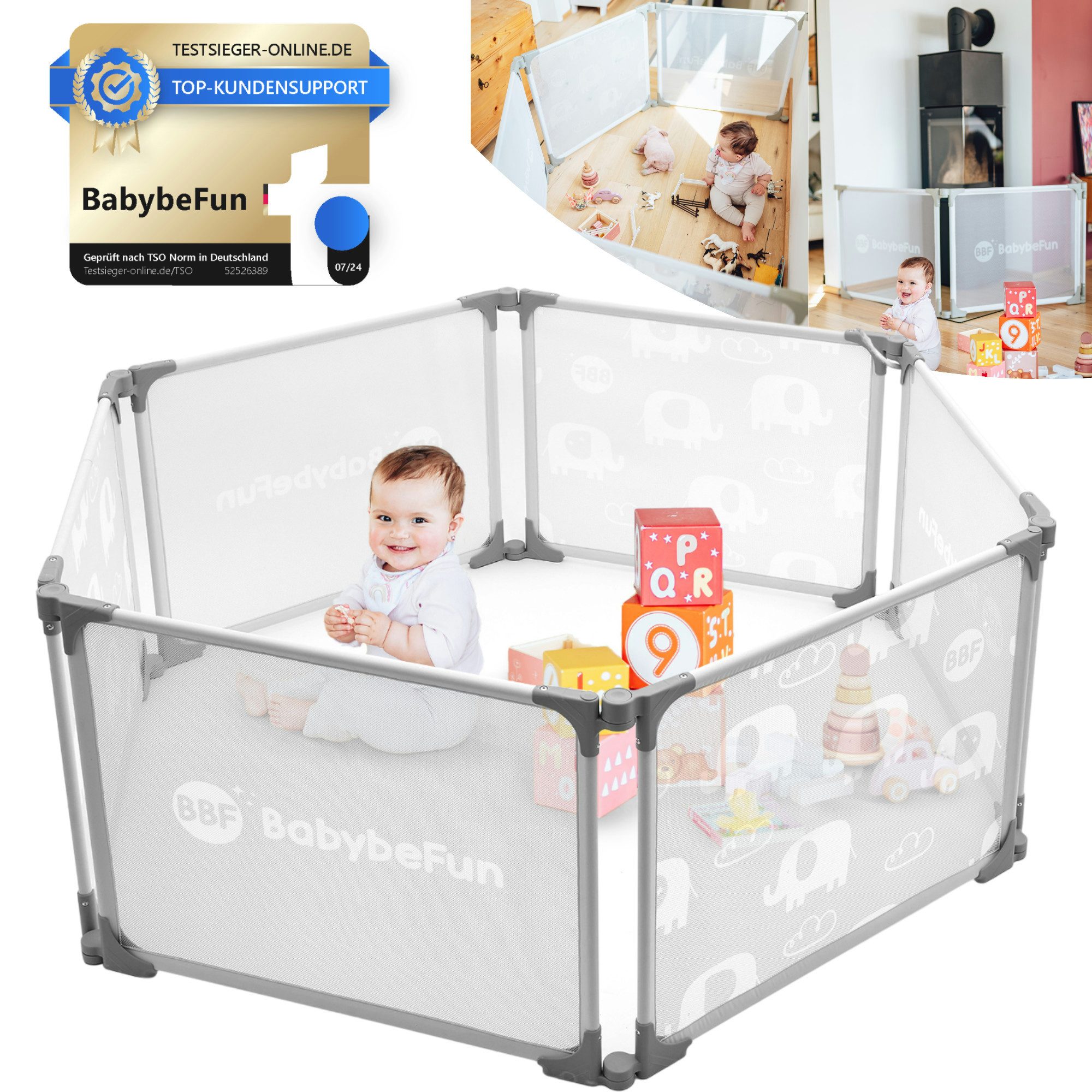 BabyBeFun Laufstall Baby faltbar [Extra Stabil] günstig online kaufen