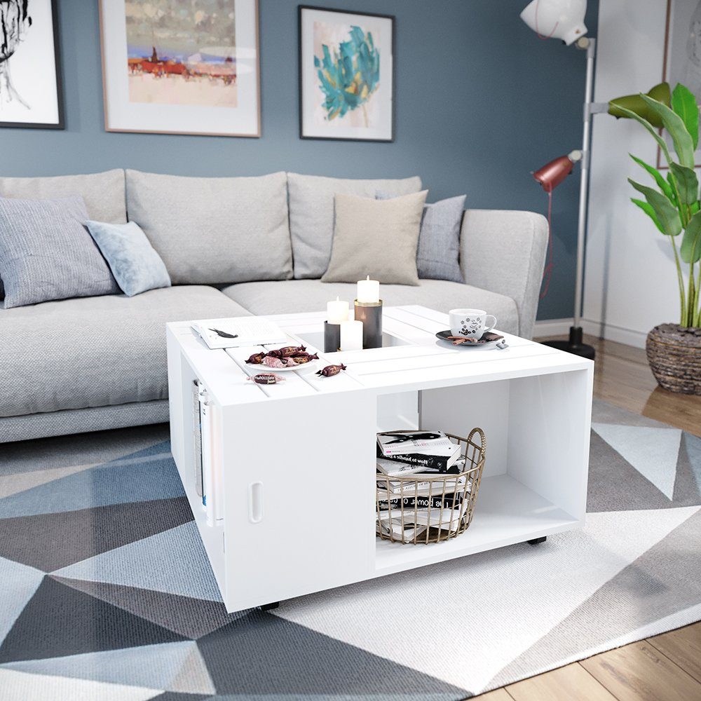 Vicco Couchtisch Anton, Weiß, 80 x 80 cm